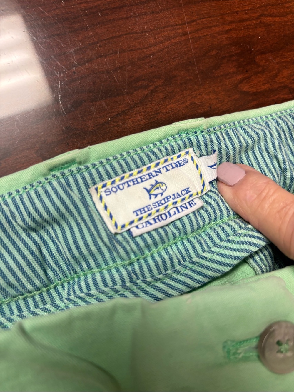 Southern Tide womens Mint Green Shorts with Striped Waistband